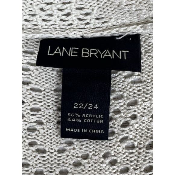 Lane Bryant Size 22/24 Beige Pullover Sweater Faux Wrap Open Textured Knit - Picture 4 of 7